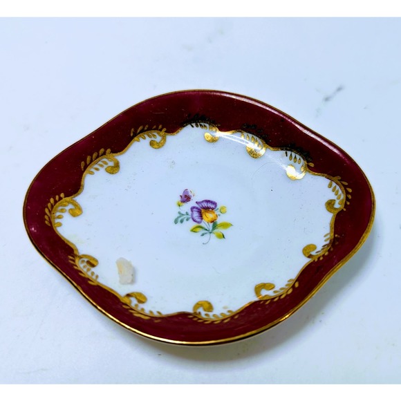 Vintage Past Times Miniature Teacup and Saucer Demitasse Porcelain Flowers Red - Picture 5 of 5
